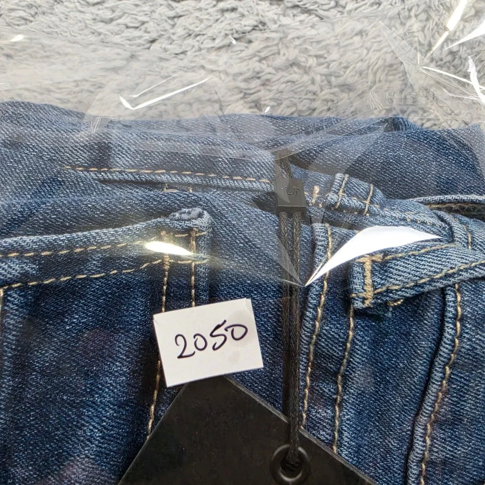 True Religion Ricky SN Flap Denim Shorts Men 31 Blue Relaxed Straight Casual NWT